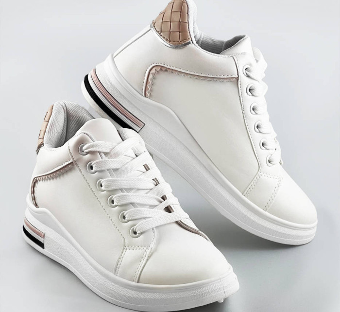Bílo-béžové sportovní boty se skrytým klínem (666-16)