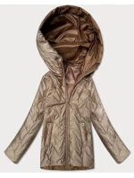Pikowana kurtka damska z kapturem Goodlookin beżowa (B8596-12)