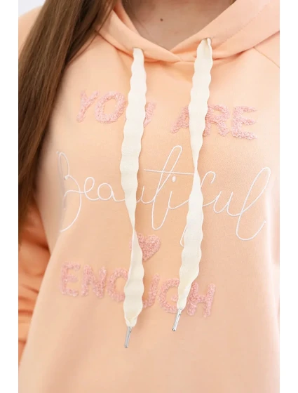 Bavlněná mikina s kapucí broskev Bavlněná mikina s kapucí broskev