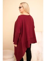 Dámská tunika Plus Size z bavlny s asymetrickým spodním lemem bordová Dámská tunika Plus Size z bavlny s asymetrickým spodním lemem bordová