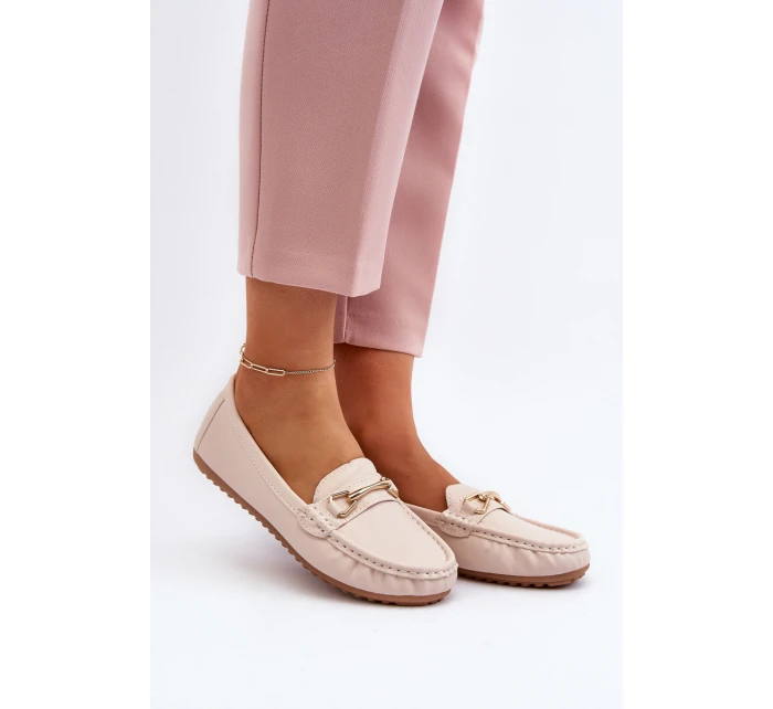 Dámské nazouvací mokasíny se zdobením Béžove model 21651198 - Boto