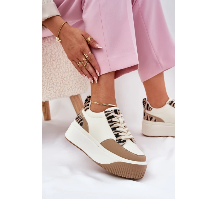 Dámské tenisky na masivní platformě Zebra Bežové Tamorniel Dámské tenisky na masivní platformě Zebra Bežové Tamorniel