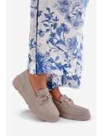 Dámské Kožené Mokasíny se Zlatým Detalem  model 21691940 - VINCEZA