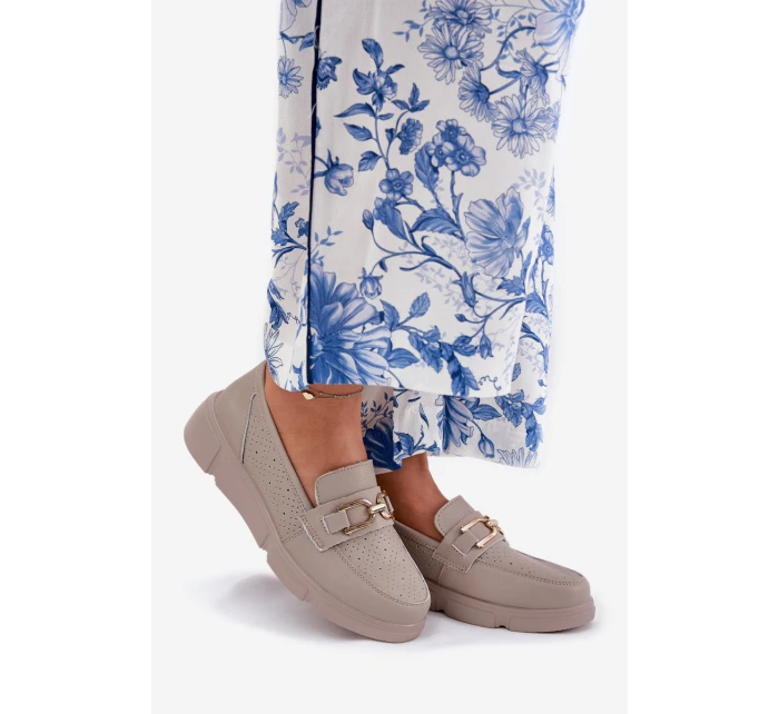 Dámské Kožené Mokasíny se Zlatým Detalem  model 21691940 - VINCEZA