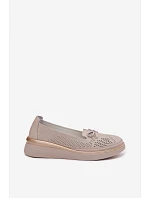 Kožené perforované polobotky na platformě model 22101339 Béžové - S.Barski Kožené perforované polobotky na platformě model 22101339 Béžové - S.Barski