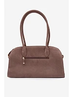 Kabelka s přívěskem a sponami eko semiš tmavě béžová Violette