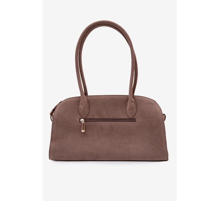 Kabelka s přívěskem a sponami eko semiš tmavě béžová Violette