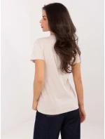 T shirt model 21798148 jasny beżowy - FPrice T shirt model 21798148 jasny beżowy - FPrice