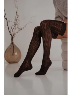 Dámské nadkolenky s vzorem „V“ – čokoládové