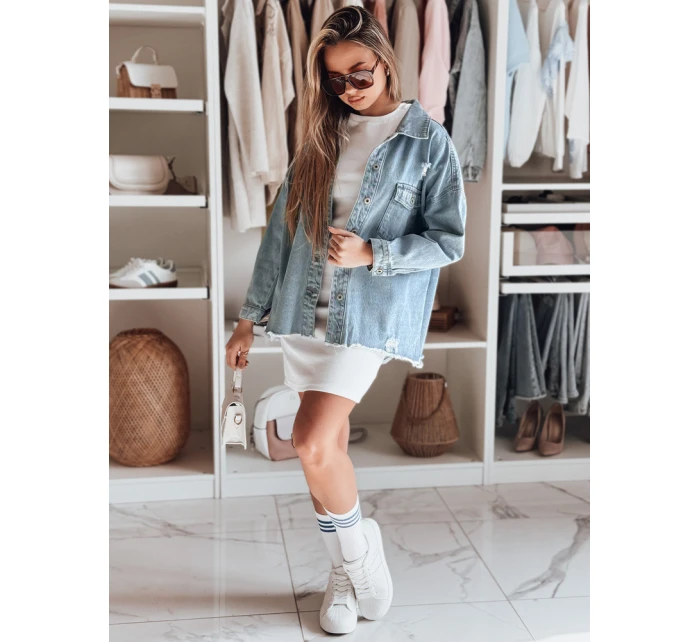 Dámská oversize džínová bunda modrá model 21988207 - Dstreet