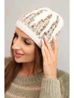 Dámská zimní čepice z vlny s krystaly model 21750404 grafitová - K-Fashion Dámská zimní čepice z vlny s krystaly model 21750404 grafitová - K-Fashion