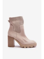 Dámské Ažurové Boty Světle Béžové Lewski model 21636581 - Boto