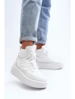 Zazoo 3392/X Dámské Kožené Sportovní Boty Na Platformě Bílé