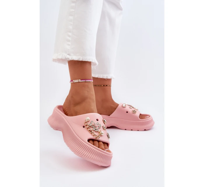 Dámské Pěnové Žabky S Ozdobami Růžové model 21653110 - Boto Dámské Pěnové Žabky S Ozdobami Růžové model 21653110 - Boto