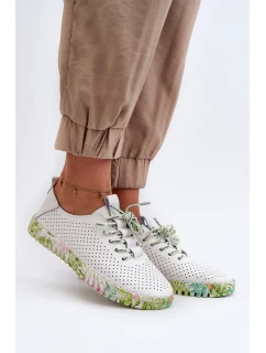 Dámské kožené polobotky se šněrováním bílé Farnalea