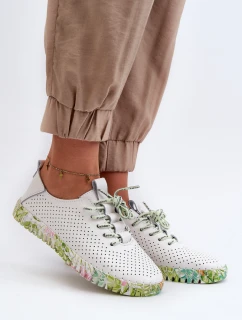 Dámské kožené polobotky se šněrováním bílé model 21662837 - S.Barski