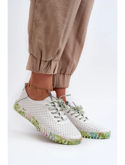 Dámské kožené polobotky se šněrováním bílé Farnalea