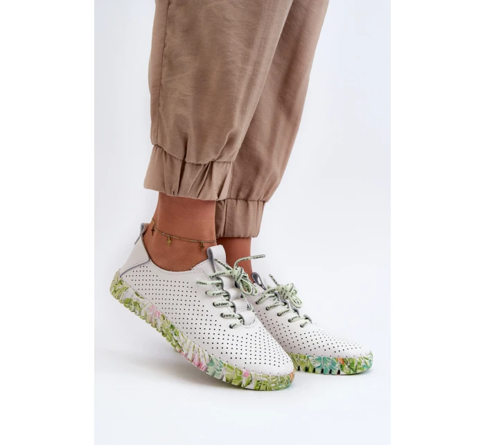 Dámské kožené polobotky se šněrováním bílé Farnalea