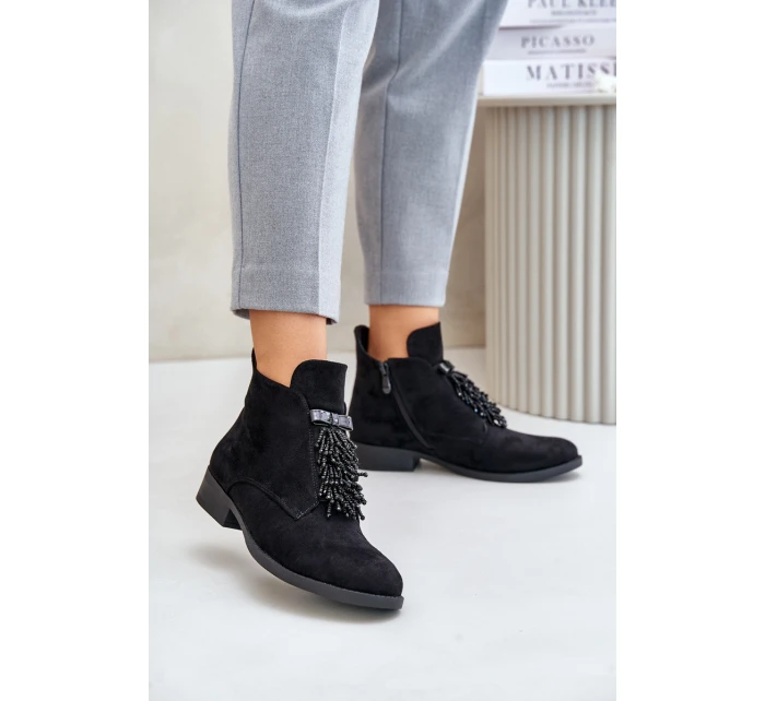 Zateplené Nízké Boty S Dekorací Na Zip Černé S.Barski HY42-715