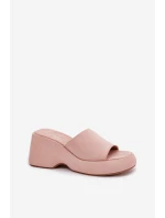 Eko Velurové Pantofle Dámské Na Platformě A Růžové model 21687974 - Boto