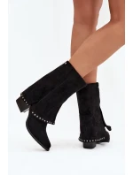 Dámské zimní kozačky s lemem  Černé model 21708525 - VINCEZA