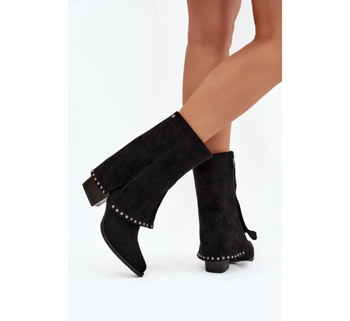 Dámské zimní kozačky s lemem  Černé model 21708525 - VINCEZA