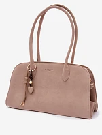 Kabelka s přívěskem a sponami Eko semišová světle béžová Violette