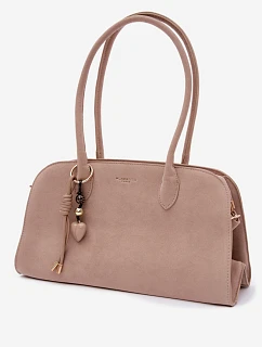 Kabelka s přívěskem a sponami Eko semišová světle béžová model 22111662 - Flora&Co