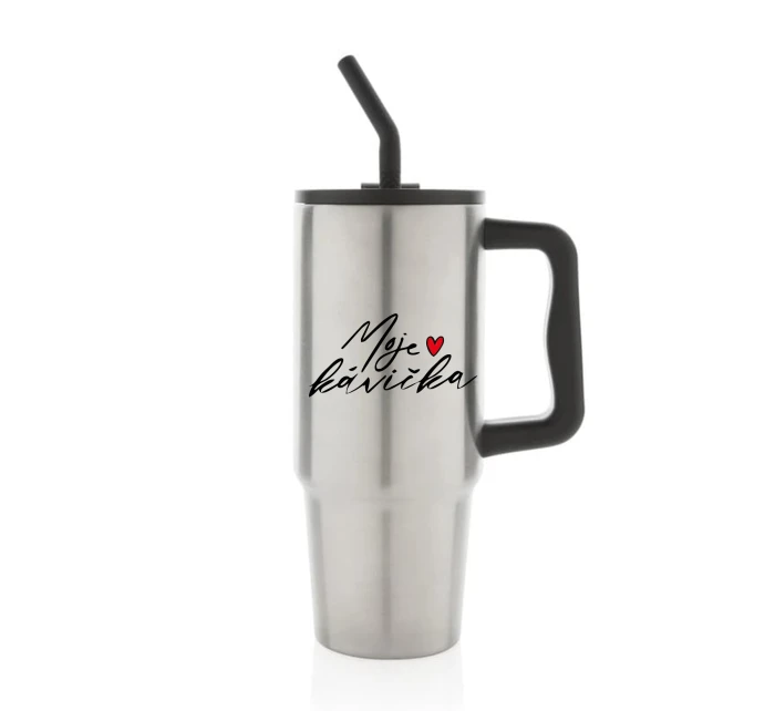 MOJE KÁVIČKA - stříbrný cestovní termohrnek 900 ml MOJE KÁVIČKA - stříbrný cestovní termohrnek 900 ml