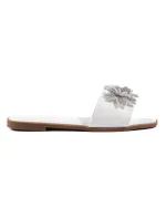 Luxusní dámské nazouváky bílé bez podpatku Luxusní dámské nazouváky bílé bez podpatku