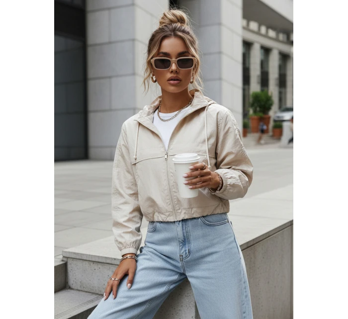 Dámská přechodná bunda s kapucí GRAUS ecru FashionStreet TY4220