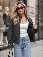 Krótka kurtka damska z stójką czarna model 22341051 - FashionStreet Krótka kurtka damska z stójką czarna model 22341051 - FashionStreet