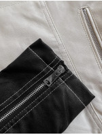 Černo-ecru dvoubarevná bunda ramoneska J Style s kapsami (11Z8108)