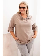 Dámská blůza Plus Size s bavlnou volného střihu s vodním výstřihem fango
