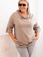Dámská blůza Plus Size s bavlnou volného střihu s vodním výstřihem fango
