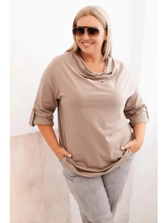 Dámská blůza Plus Size s bavlnou volného střihu s vodním výstřihem fango