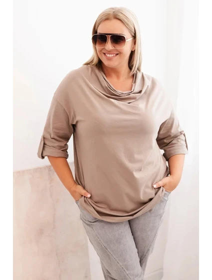 Dámská blůza Plus Size s bavlnou volného střihu s vodním výstřihem fango