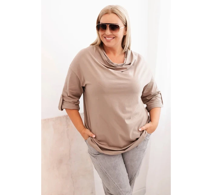 Dámská blůza Plus Size s bavlnou volného střihu s vodním výstřihem fango