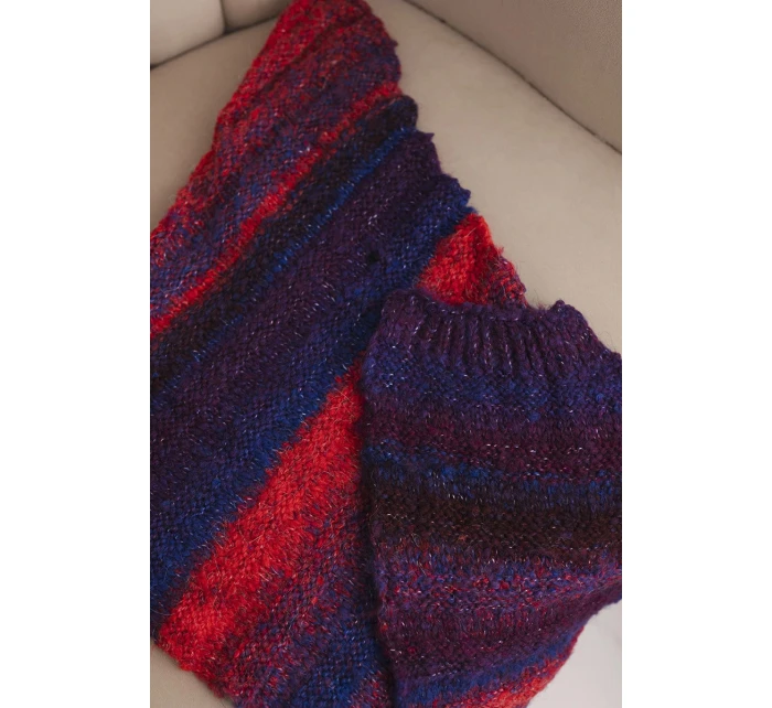 Komin dámský vlněný melírovaný měkký šátek na zimu KN20 fialový