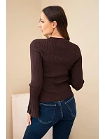 Dámská model 22294820 viskózová halenka s knoflíky a širokým rukávem hnědá - K-Fashion Dámská model 22294820 viskózová halenka s knoflíky a širokým rukávem hnědá - K-Fashion