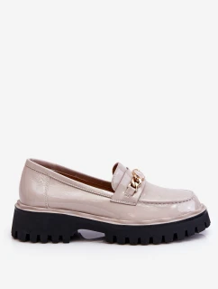 Lakované mokasíny na platformě Světle šedé model 21611364 - S.Barski