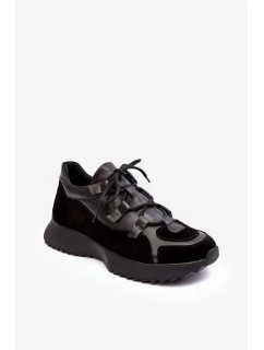 Dámské kožené sportovní boty model 21638349 černé - Zazoo