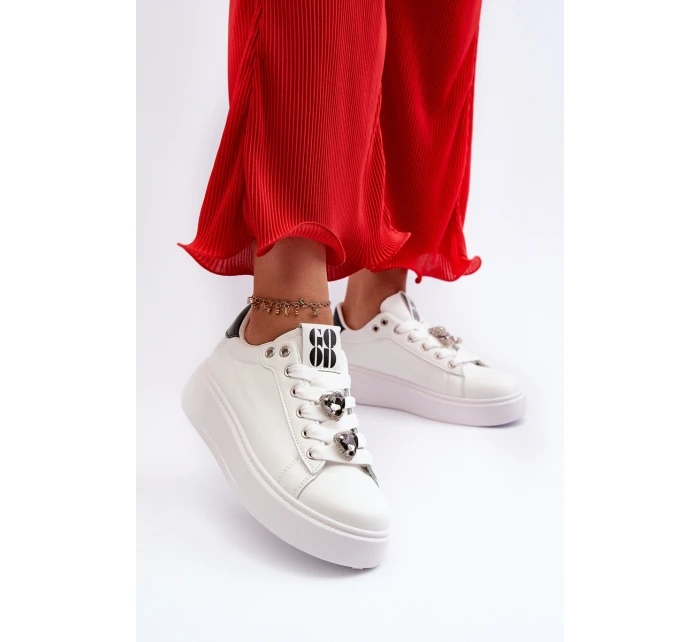 Dámské boty na platformě s ozdobami bílé model 21659166 - Boto Dámské boty na platformě s ozdobami bílé model 21659166 - Boto