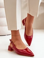 Lakované Baleríny Na Nízém Podpatku S Špičatými Nosíky Bordové Anarinne
