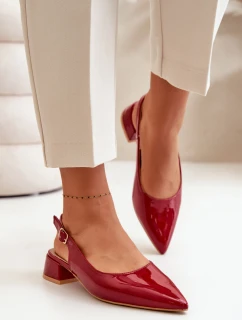 Lakované Baleríny Na Podpatku S  Bordové model 21670196 - Boto