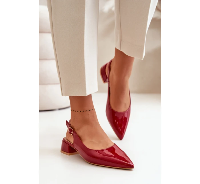 Lakované Baleríny Na Podpatku S  Bordové model 21670196 - Boto