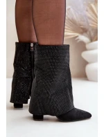 Zdobené Lesklé Kotníkové Boty S Otočeným Svrškem Na Podpatku Zateplené Černé Xistaria Zdobené Lesklé Kotníkové Boty S Otočeným Svrškem Na Podpatku Zateplené Černé Xistaria