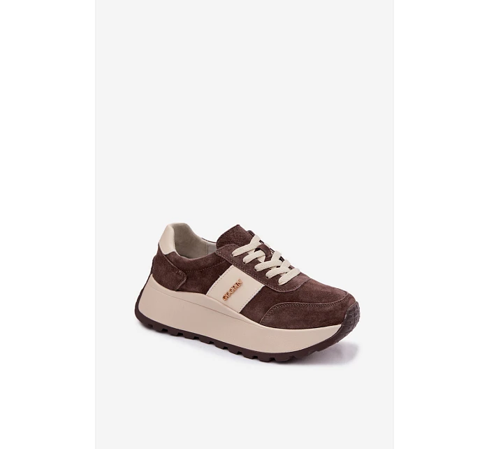 Dámské tenisky na platformě z přírodní semiše čokoládové Rosinae Dámské tenisky na platformě z přírodní semiše čokoládové Rosinae