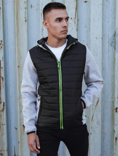 Pánská přechodná prošívaná bunda s kapucí šedá TX4862