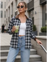 Koszula damska zapinana na guziki w kratę granatowa FashionStreet DY0483 Koszula damska zapinana na guziki w kratę granatowa FashionStreet DY0483